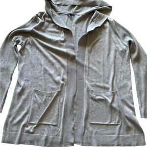Lety & Me Hooded Cardigan XXL Gray Open Front Lightweight Sweater Pockets